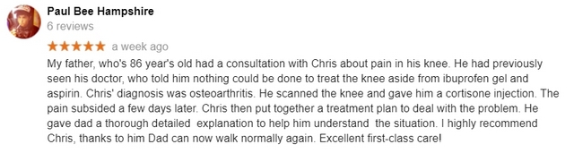 patient review on treatment of knee pain and osteoarthritis